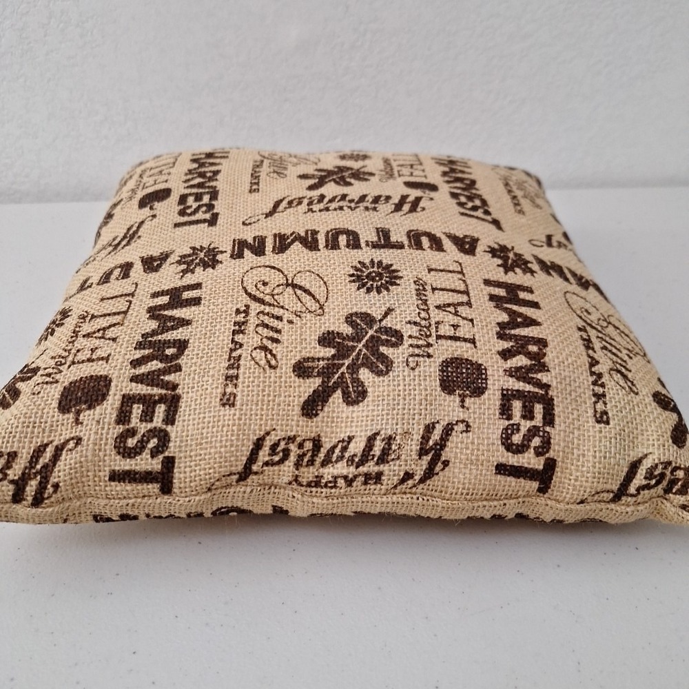 Vintage Fall Harvest Autumn Give Thanks Burlap Throw Pillow Home Decor 13" x 13" - Picture 9 of 9